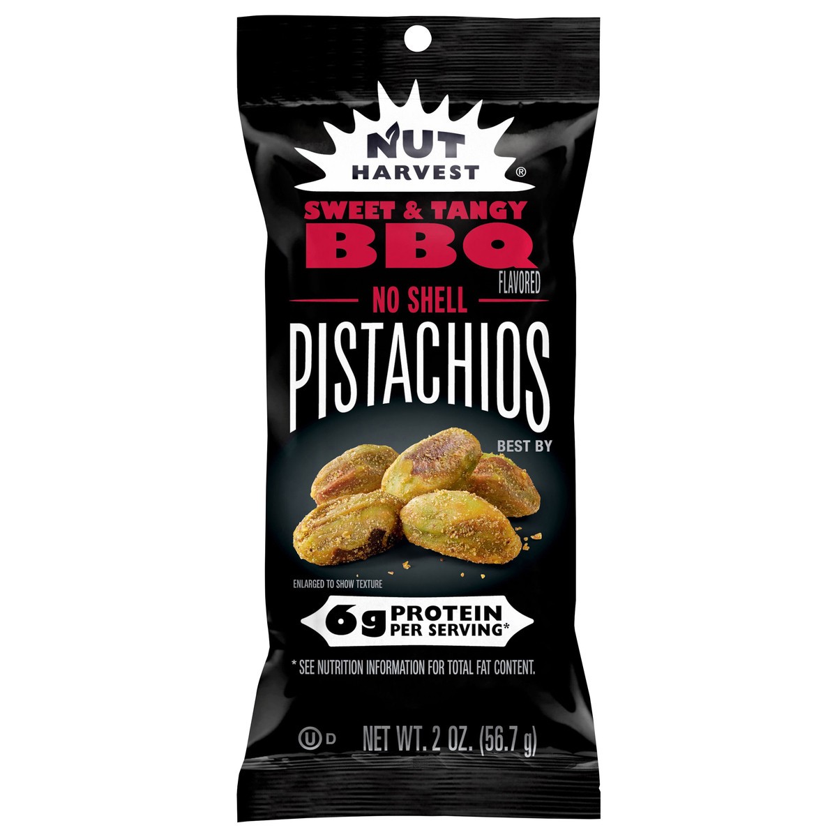 slide 1 of 8, Nut Harvest No Shell Pistachios Sweet & Tangy BBQ Flavored 2 Oz, 2 oz