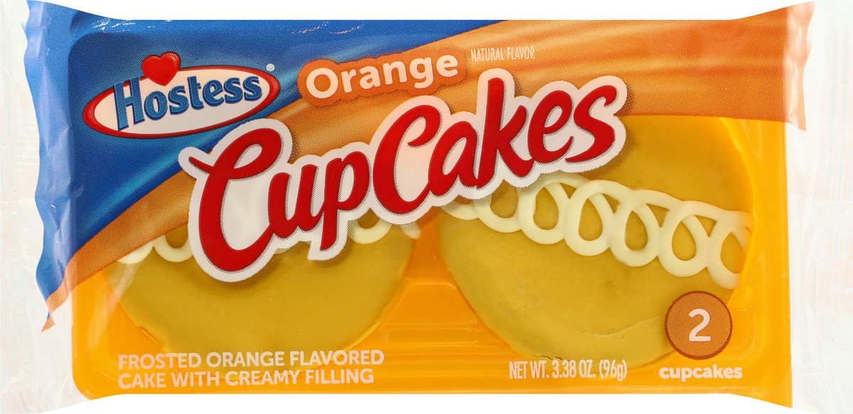 slide 5 of 9, Hostess Orange Frosted Cupcakes With Creamy Filling, 3.38 oz