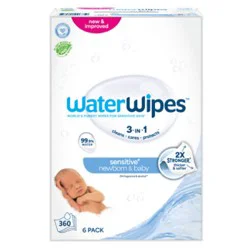 WaterWipes Sensitive+ Newborn & Baby Wipes 3-In-1 Cleans Cares Protects 99.9% Water Hypoallergenic -360 Count