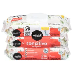 Signature Select Sensitive Wipes Quilted & Soft 3x 216 Ct - 216 Ct