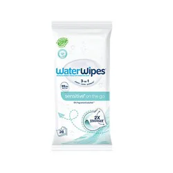 Waterwipes Sensitive+ On The Go Wipes 3-In-1 Cleans Cares Protects 99.9% Water Hypoallergenic - 28 Count
