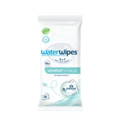 Waterwipes Sensitive+ On The Go Wipes 3-In-1 Cleans Cares Protects 99.9% Water Hypoallergenic - 28 Count
