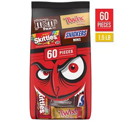 M&m's Snickers Skittles & Twix Chocolate Halloween Candy Variety Pack - 60 Count