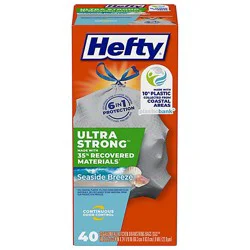 Hefty Ultra Strong Coastal Plastic Drawstring Tall Kitchen Bags Wastebags 13 Gallon - 40 Ct