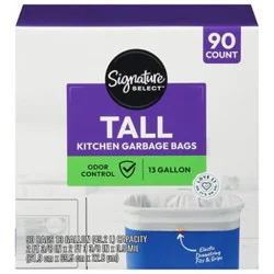 Signature Select Bag Tall Kitchen With Drawstring 13 Gallon 90 Ct - 90 Ct