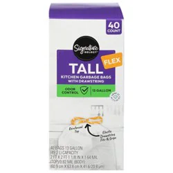 Signature Select Bag Flex Kitchen Drawstring 13 Gallon 40 Ct - 40 Ct