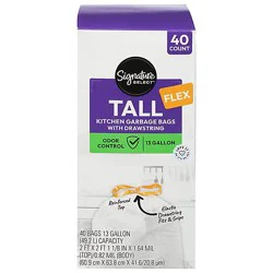 Signature Select Bag Flex Kitchen Drawstring 13 Gallon 40 Ct - 40 Ct