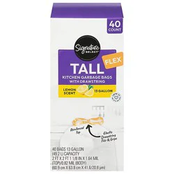 Signature Select Bags Tall Kitchen Lemon Scent 13 Ga 40 Ct - 40 Ct