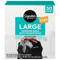 Signature Select Bag Trash Drawstring Large 30 Gallon 50 Ct - 50 Ct