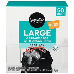 Signature Select Bag Trash Drawstring Large 30 Gallon 50 Ct - 50 Ct