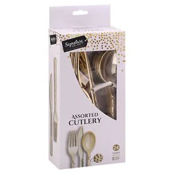 Signature Select Cutlery Assorted Hammered Gold - 24 Count