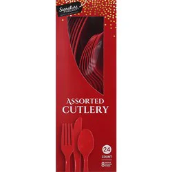 Signature Select Classic Red Assorted Cutlery - 24 Count
