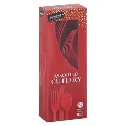 Signature Select Classic Red Assorted Cutlery - 24 Count
