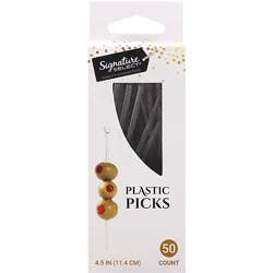 Signature Select Plastic Picks Clear 4.5 Inch - 50 Count