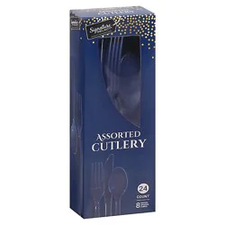 Signature Select Assorted Navy Blue Cutlery - 24 Count
