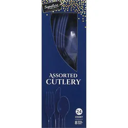 Signature Select Assorted Navy Blue Cutlery - 24 Count