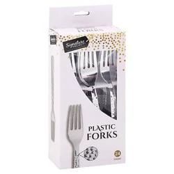 Signature Select Forks Hammered Silver - 24 Count