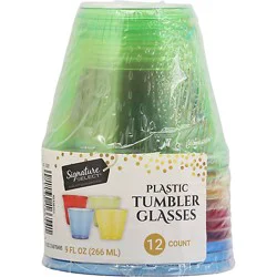 Signature Select 9 Oz Colored Plastic Tumbler Glasses - 12 Count