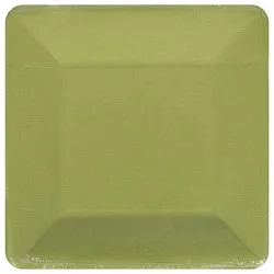 Caspari Grosgrain Border Moss Green Salad Plate - 8 Ct