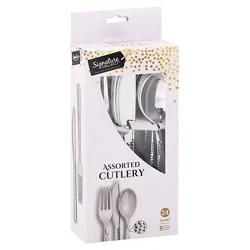 Signature Select Cutlery Assorted Hammered Silver - 24 Count