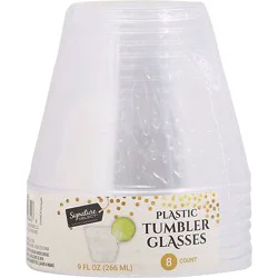 Signature Select 9 Oz Clear Plastic Tumbler Glasses - 8 Count