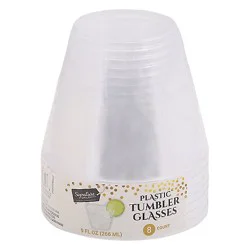 Signature Select 9 Oz Clear Plastic Tumbler Glasses - 8 Count