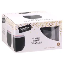 Signature Select Clear Stemless Wine Glass 14 Fl. Oz. - 4 Count