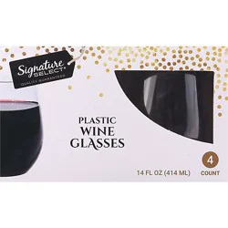 Signature Select Clear Stemless Wine Glass 14 Fl. Oz. - 4 Count