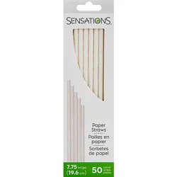 Sens White Paper Straws - 50 Ct