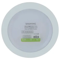 Sensations 10 Inch Plastic Plates With Silver Rim - 10 Count