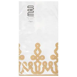 Caspari Dessin Passementerie Gold Linen Guest Towel - 12 Ct