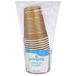 Amscan Plastic Cups Gold Color 18 Oz - 16 Count