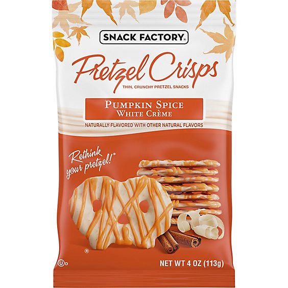 slide 1 of 1, Snack Factory Pumpkin Spice White Crème Pretzel Crisps - 4 Oz, 4 oz