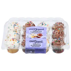 Overjoyed Vanilla & Chocolate Cupcakes Mini - 12 Each