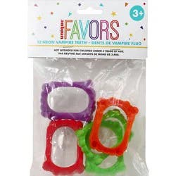 Unique 12 Plastic Neon Vampire Teeth - 12 Ct