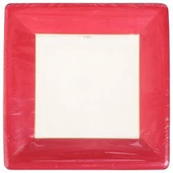 Grosgrain Border Red - Dinner Plates Rd - 8 Ct
