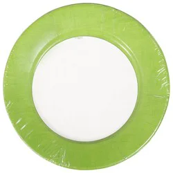Linen Moss Green Dinner Plates - 8 Ct