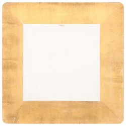Caspari Gold Leaf Ivory Square Dinner Plate - 8 Ct
