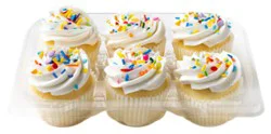 Wht W/wht Buttercream Cupcakes 6 Count - Ea