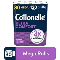 Cottonelle Ultra Comfort Mega Toilet Paper Rolls 244 Sheets Per Roll - 30 Count