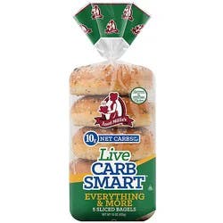 Aunt Millies Live Carb Smart Everything & More Bagels - 15 Oz