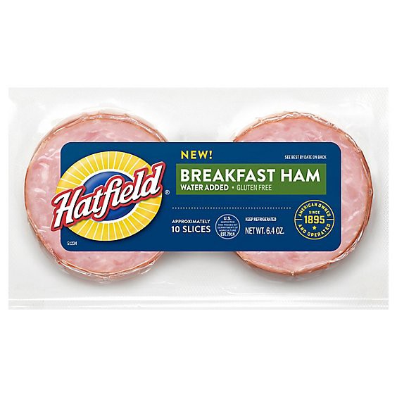 slide 1 of 1, Hatfield Breakfast Ham Slices, 10 Count, 6.4 Oz - 6.4 Oz, 6.4 oz