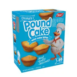 Drakes Mini Cake Bites Pound Cake Carton 8.44 Oz - 8.44 Oz