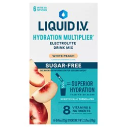 Liquid I.v. Hydration Multiplier Sugar Free White Peach Electrolyte Powder Drink Mix - 6 Count