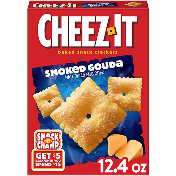 slide 1 of 6, Cheez-It Cheese Crackers Smoked Gouda Baked Snack Crackers - 12.4 Oz, 12.4 oz