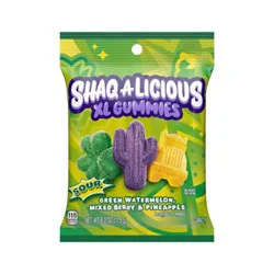 Shaq-A-Licious Sour Gummies Peg Bag Pineapple Mixed Berry & Green Watermelon Flavors - Ea