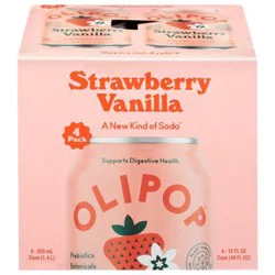 Olipop Strawberry Vanilla Prebiotic Soda Cans - 4-12 Fl. Oz.