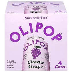 Olipop Classic Grape Prebiotic Soda Cans - 4-12 Fl. Oz.