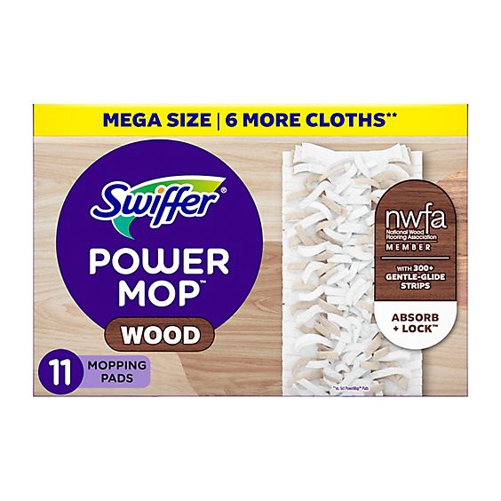 slide 1 of 5, Swiffer Powermop Wood Mopping Pad Refills For Floor Cleaning - 8 Ct, 8 ct
