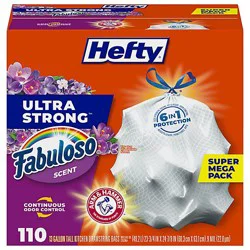 Hefty Ultra Strong Drawstring Tall Kitchen Bags Wastebags 13 Gallon White 3 Pack 110 Count - 110 Ct